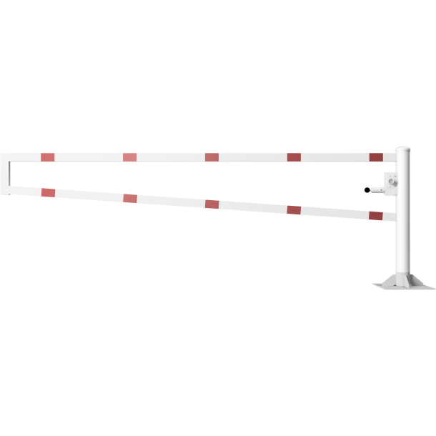 Swiveling gates | to be fixed by plugs, hot-dip galvanized and white coated with red reflecting rings | total width: 3000 mm | with triangular lock